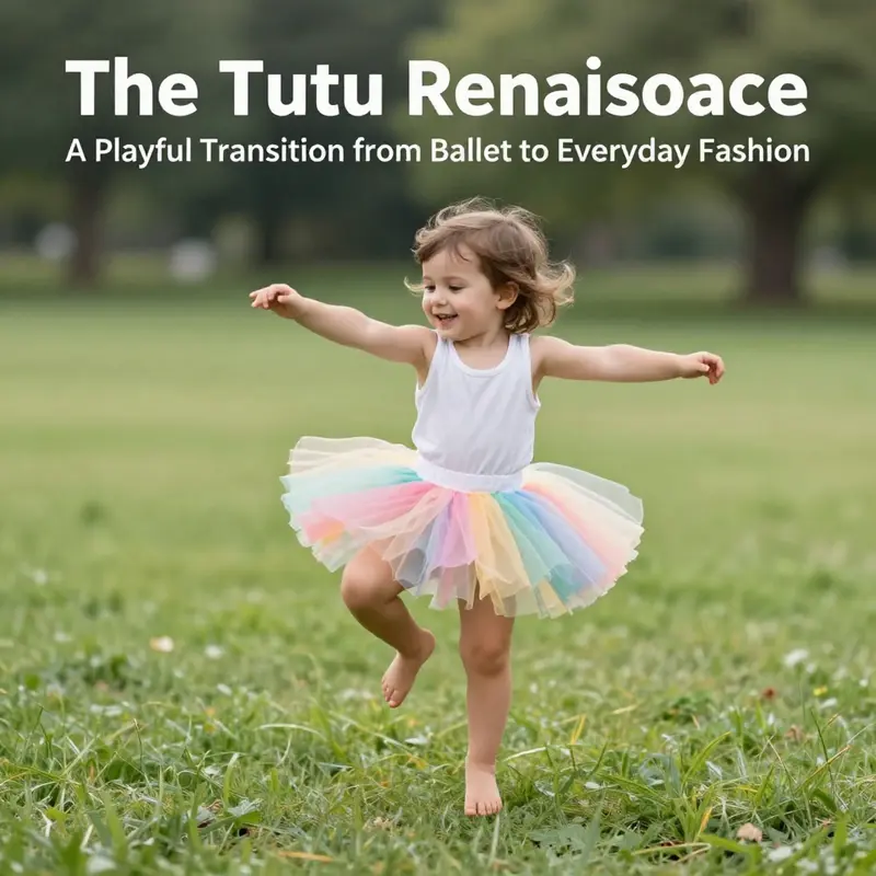 A collage illustrating the transformation of tutu outfits from ballet to modern fashion.