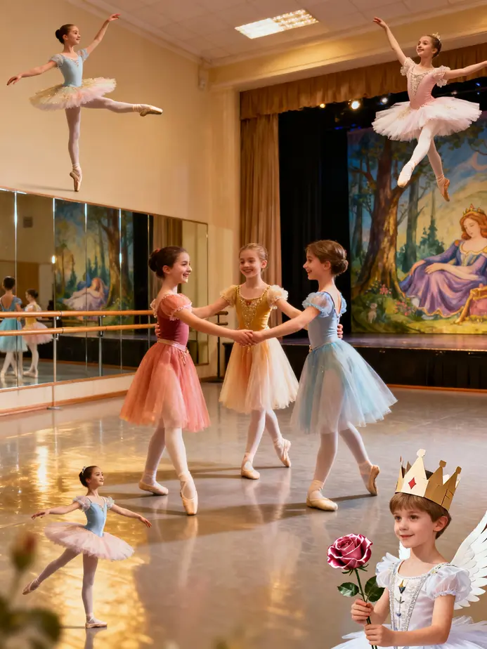 Children enjoying an imaginative ballet class at Tutu Ballet School, demonstrating the engaging curriculum.