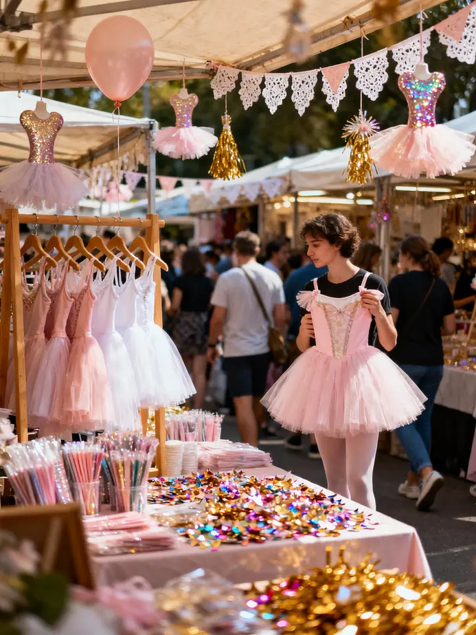 A vibrant snapshot of a tutu cute themed birthday party blending outdoor charm with ballet aesthetics.