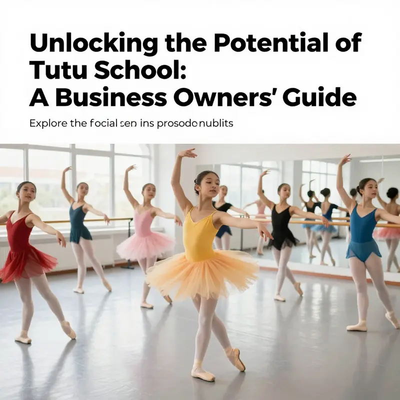 A bright dance studio scene showcasing ballet students in colorful tutus, representing the lively atmosphere of Tutu School.
