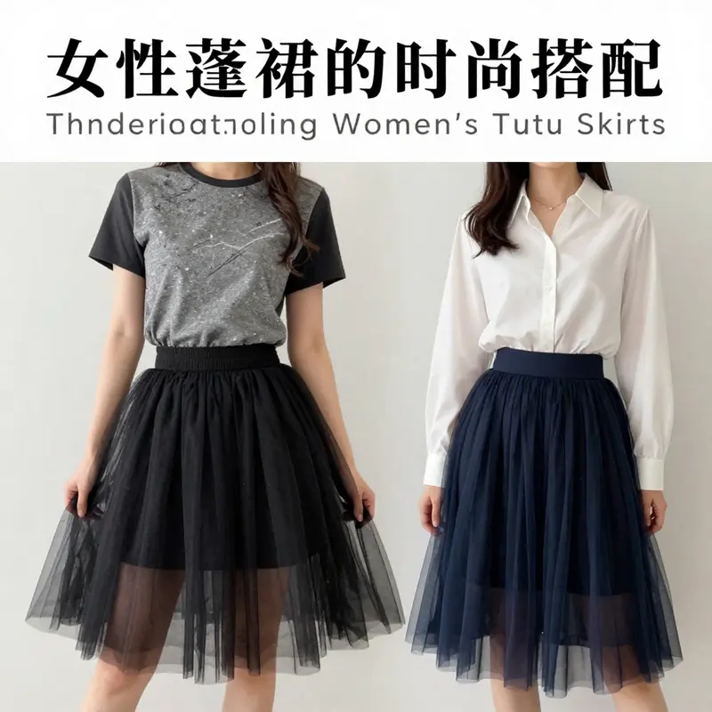 A diverse selection of women’s tutu skirts illustrating different styles and materials.