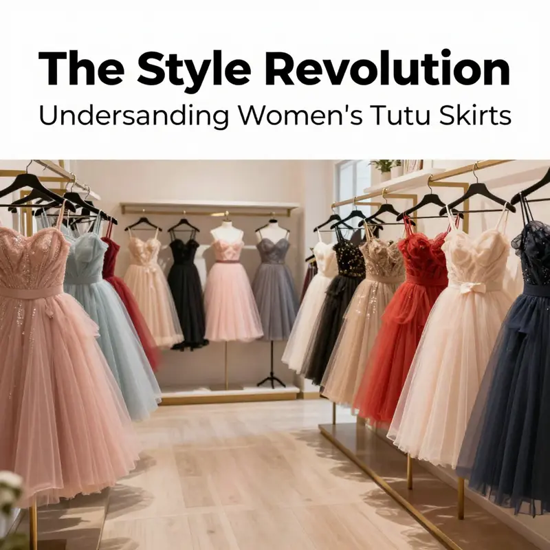 A retail shop showcasing a range of women's tutu skirts in a stylish setup.