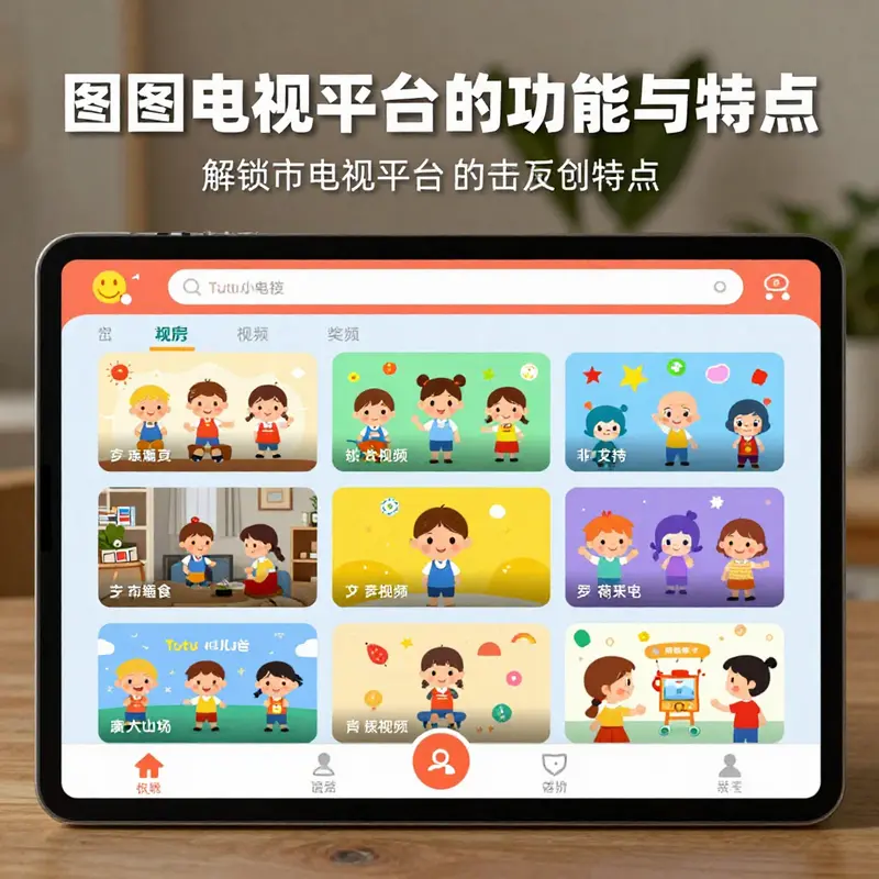 An illustration of Tutu Television’s engaging user interface designed for children.
