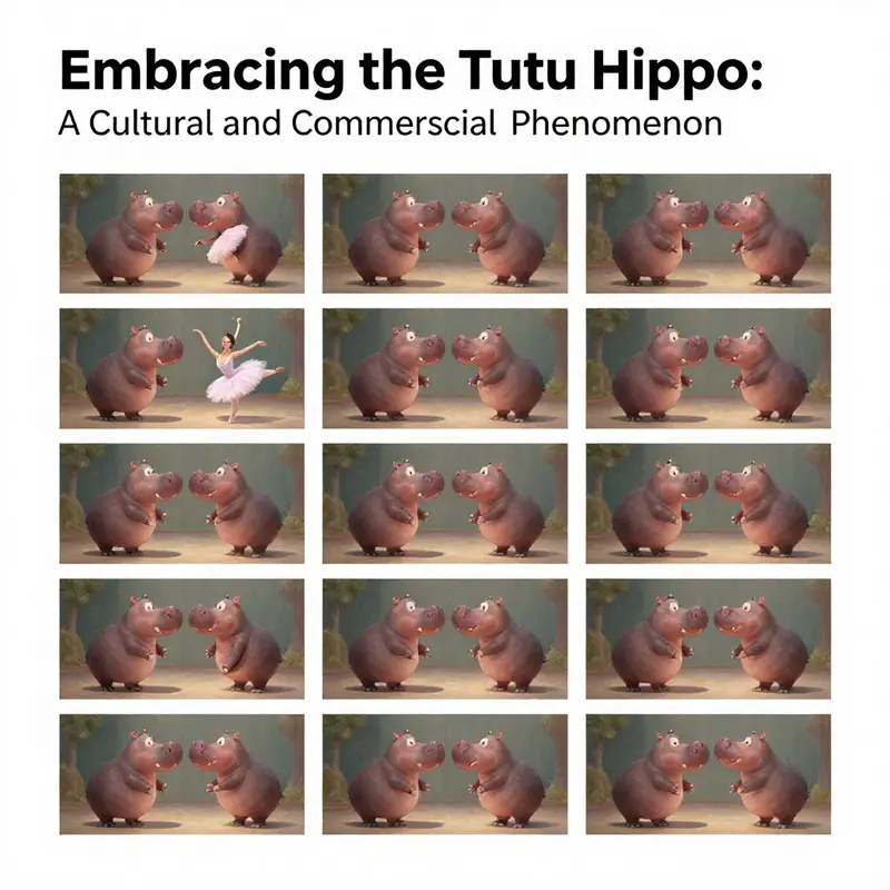 A joyous capture of the Tutu Hippo in the ballet segment from Fantasia, representing creativity and cultural significance.