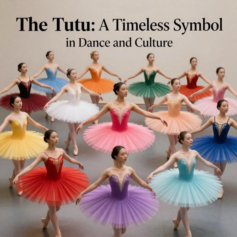 A visually striking composition of colorful tutus, representing the evolution and cultural importance of this ballet garment.