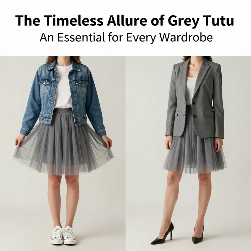 A model showcasing the elegance of the light grey tutu in a chic fashion environment.