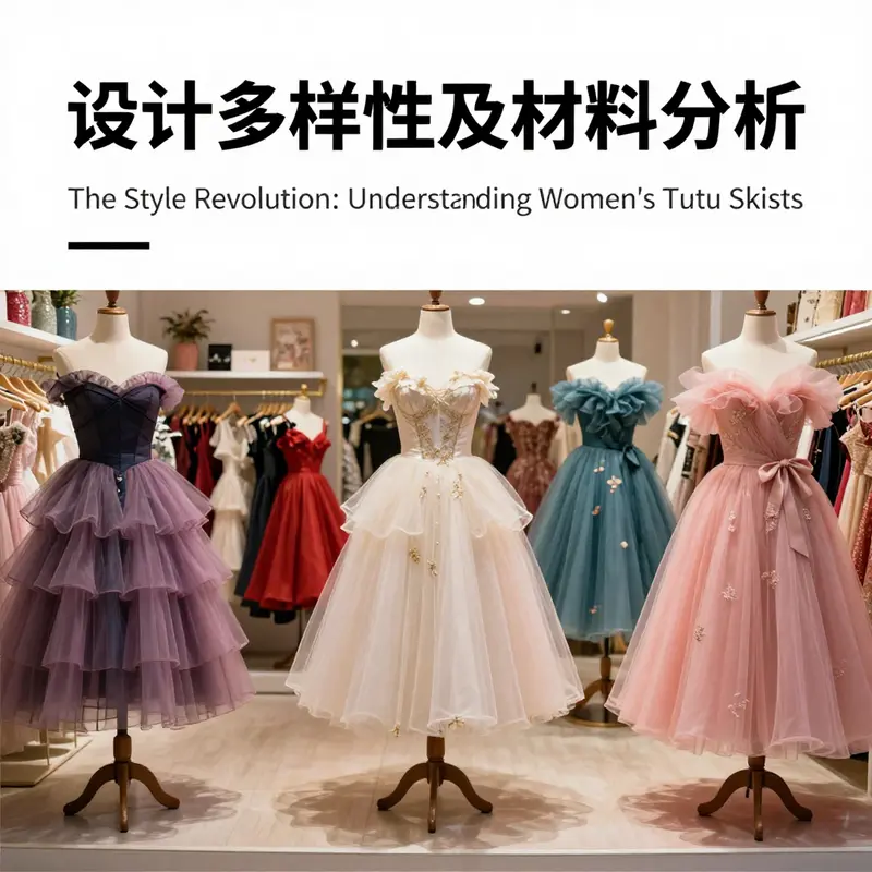 A diverse selection of women’s tutu skirts illustrating different styles and materials.