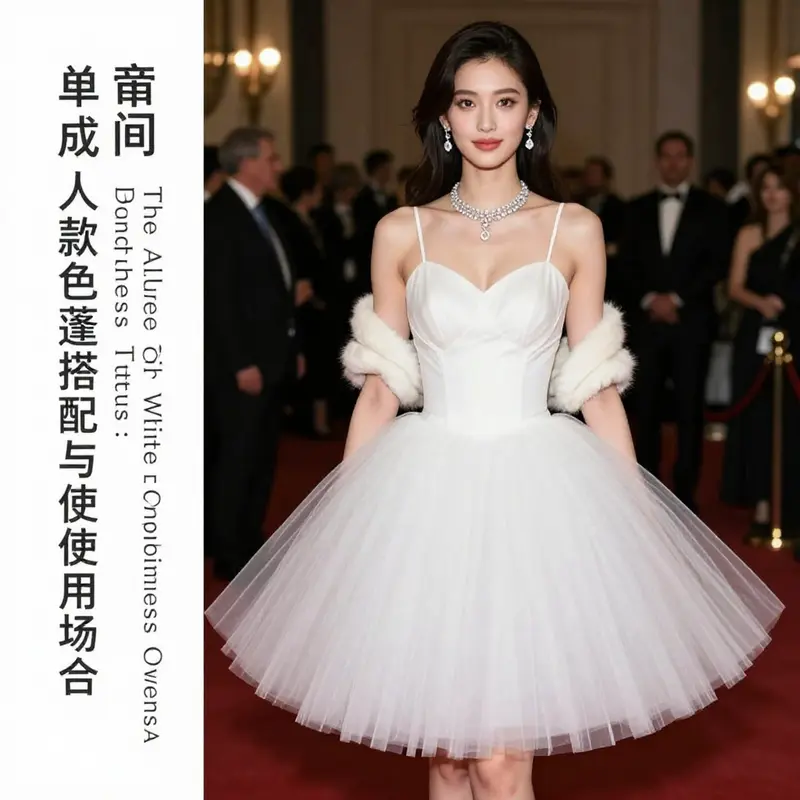 A charming white tutu dress perfect for children and teens, highlighting its playful and fashionable design.