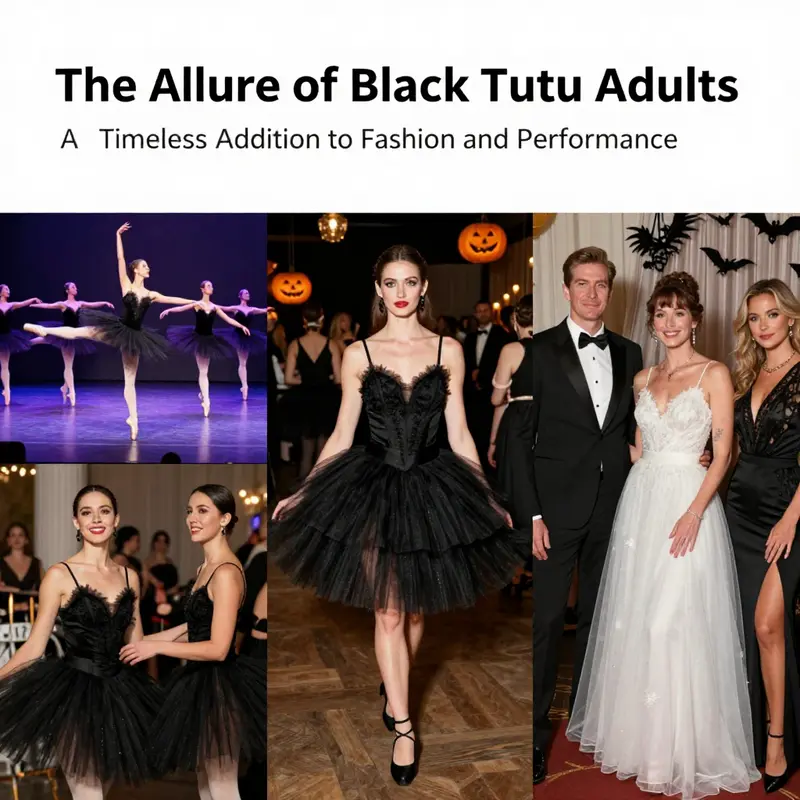 A diverse display of black tutu styles highlighting their unique features.