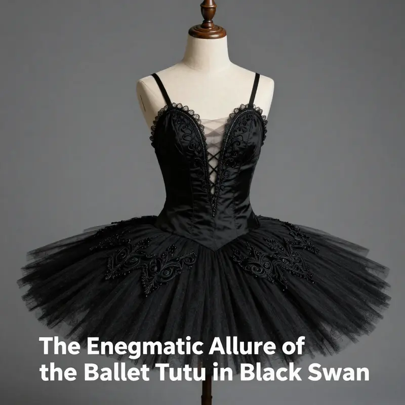 A portrayal of the exquisite design of the black ballet tutu, reflecting the character’s transformation in Black Swan.
