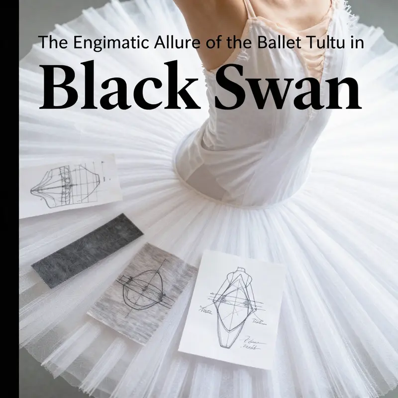 A portrayal of the exquisite design of the black ballet tutu, reflecting the character’s transformation in Black Swan.