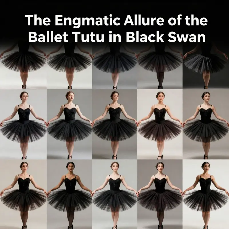 A portrayal of the exquisite design of the black ballet tutu, reflecting the character’s transformation in Black Swan.
