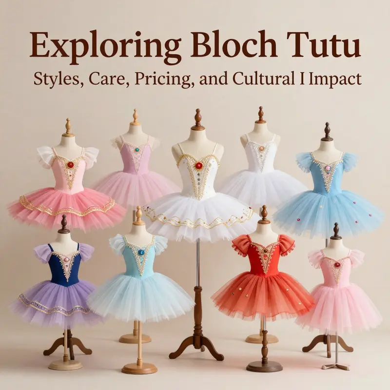 A collection of Bloch tutus showcasing the diversity in styles, from practice to performance.