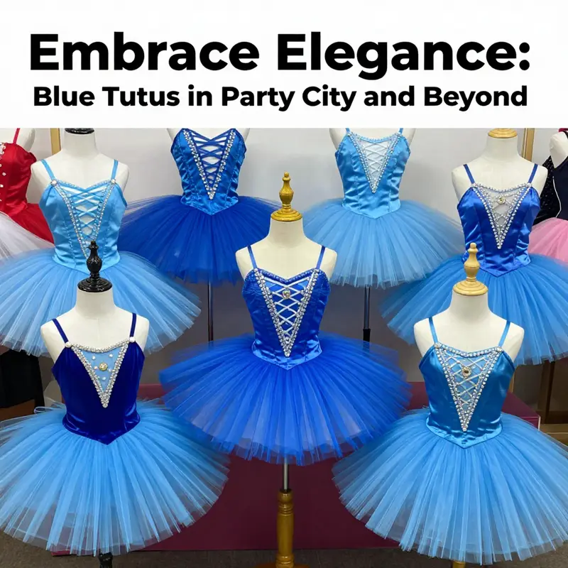 An assortment of stylish blue tutus showcasing the diversity available for children’s celebrations.