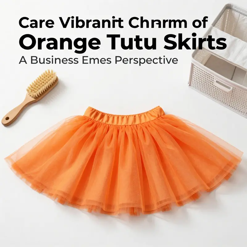 The intricate design of an orange tutu skirt highlights its layers and vibrant hue.