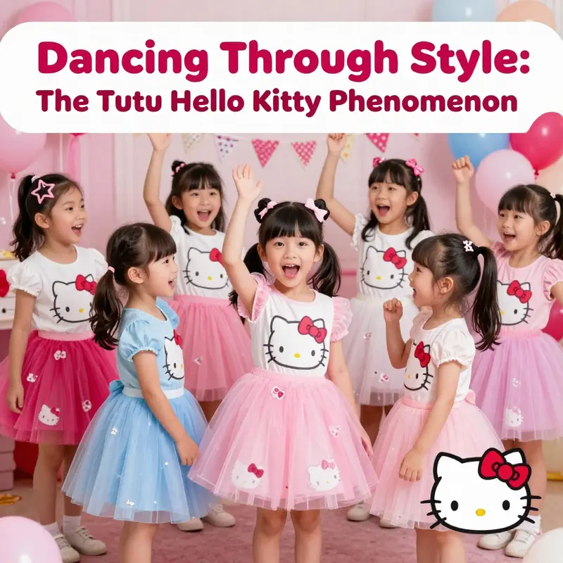 A toddler enjoying playtime in a Tutu Hello Kitty dress, showcasing its design appeal and comfort.