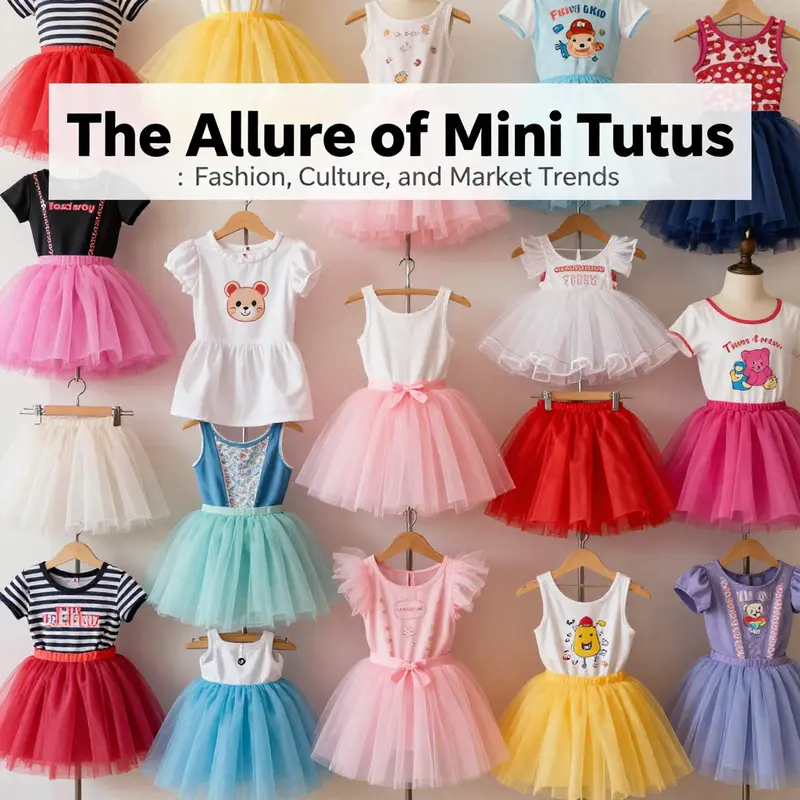 An array of colorful mini tutus showcasing diverse designs and vibrant fabrics, embodying the playful spirit of children’s fashion.