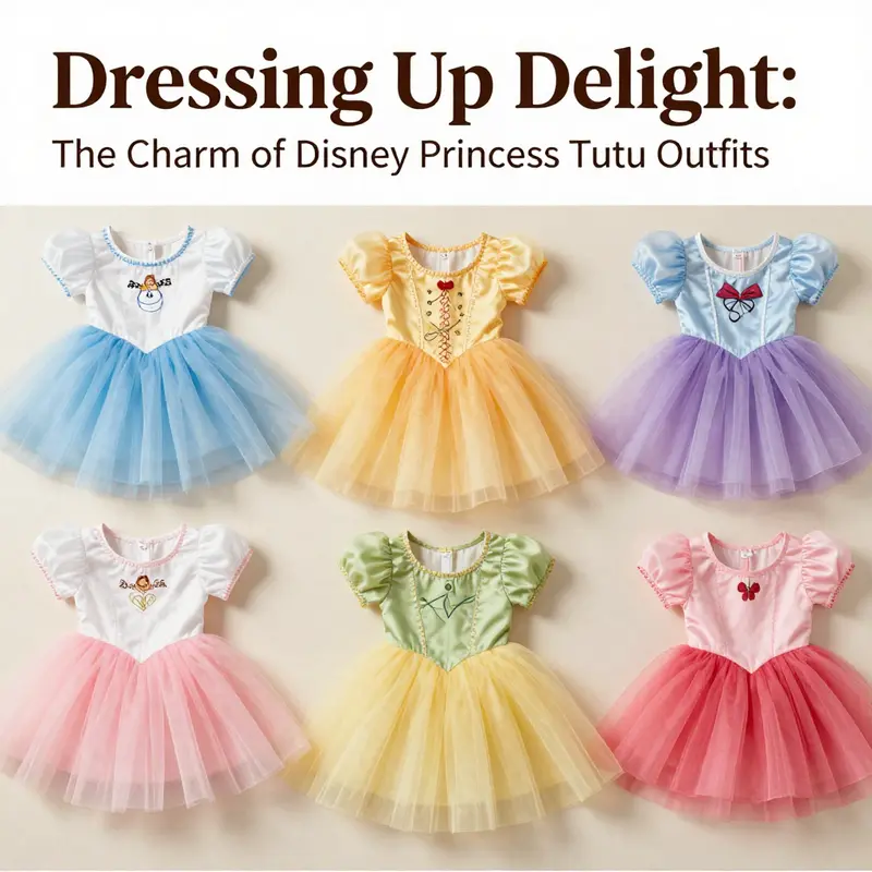 A young girl joyfully wears a Disney Princess tutu outfit, highlighting the balance of playful style and practical design.