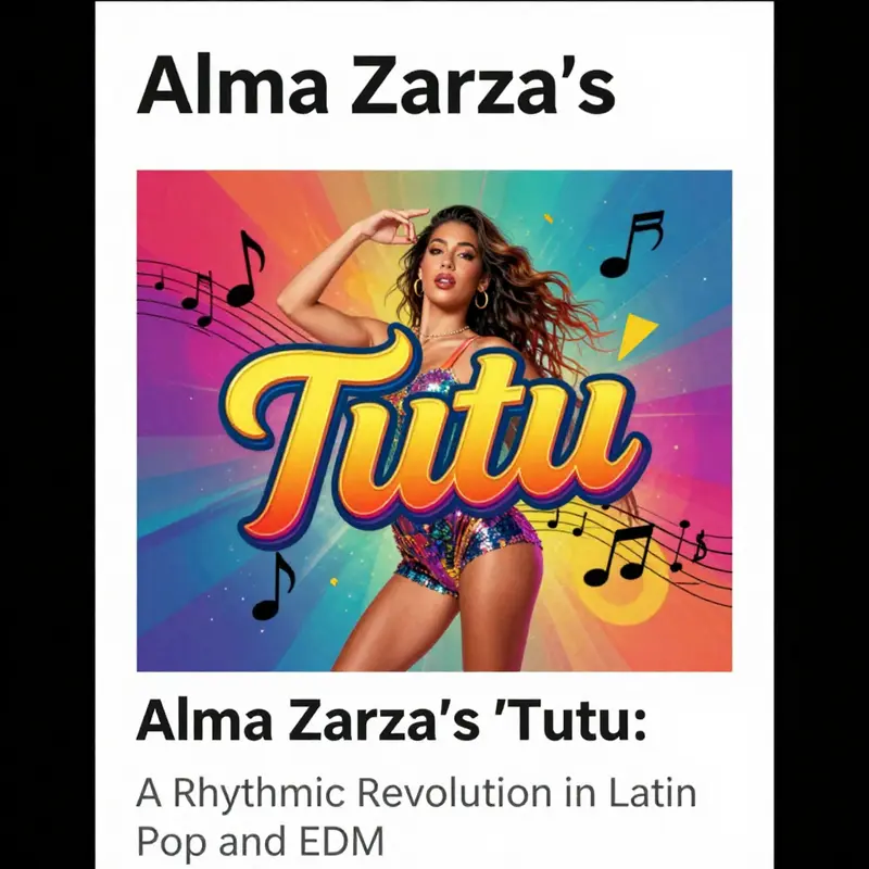 A colorful graphic symbolizing the lively spirit of Alma Zarza's 'Tutu' song.