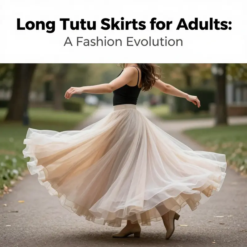 An adult wearing an elegant long tutu skirt, showcasing fluid movement in a picturesque setting, emphasizing beauty and style.