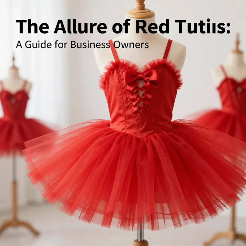 An elegant red tutu outfit showcasing layers of tulle in a bright, playful display.