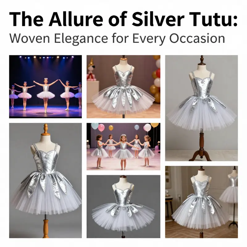 A collection of silver tutus displayed in diverse environments, showcasing their beauty and adaptability.