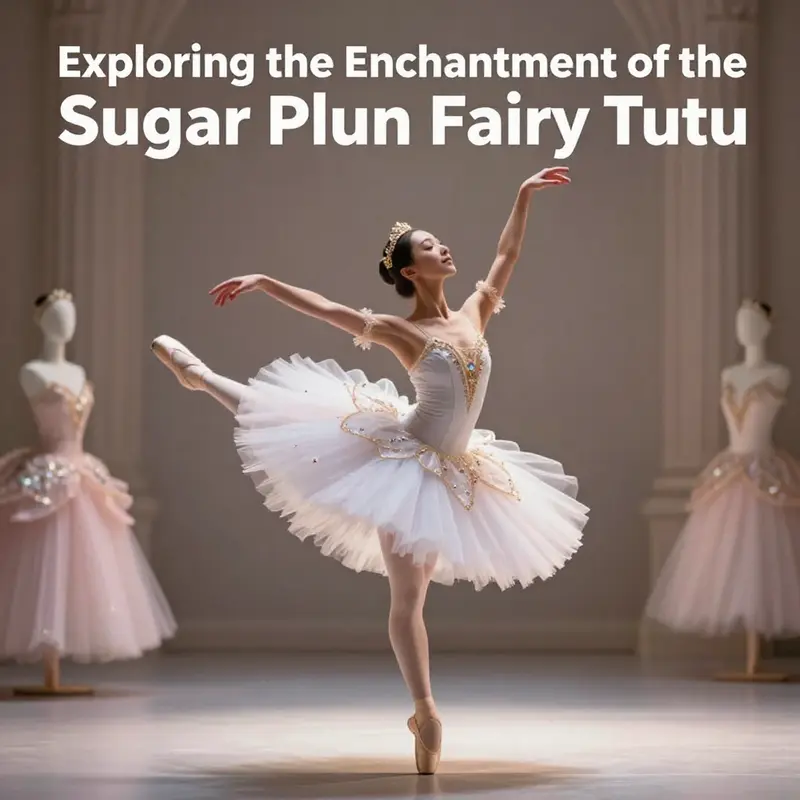 A ballerina wearing a Sugar Plum Fairy Tutu while dancing, highlighting the tutu's ethereal design and elegance.