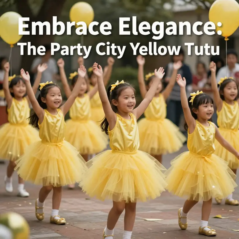 A vibrant assortment of yellow tutus from Party City, showcasing styles suitable for various celebrations.