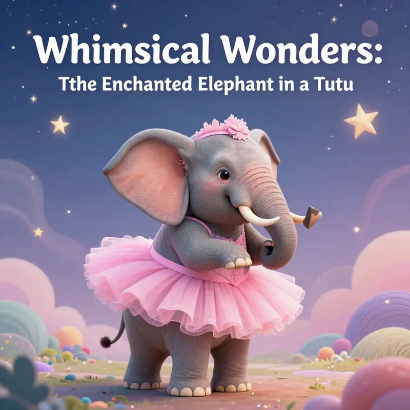 An illustration showcasing the joyful concept of an elephant in a tutu interacting with children, symbolizing creativity in literature.