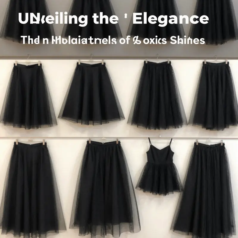 A collection of different styles of black tutu skirts illustrating their versatility in fashion.
