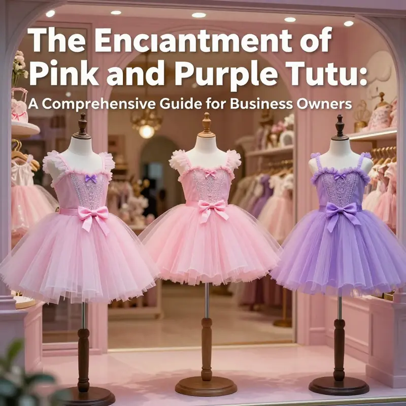 A beautifully arranged collection of pink and purple tutus in a boutique, evoking a sense of charm and whimsy.