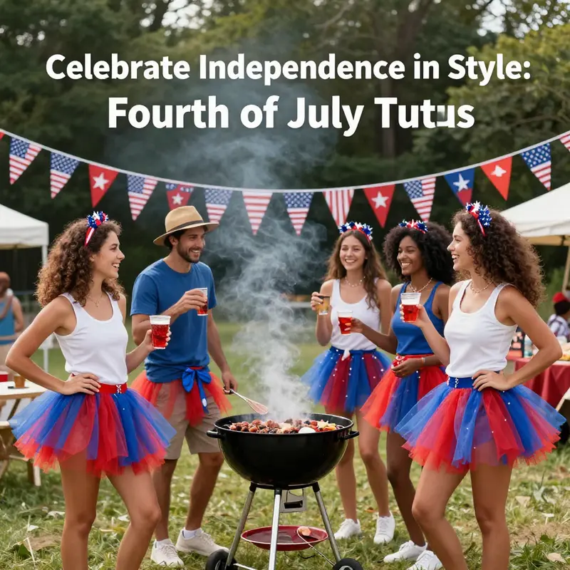 A stylish adult showcasing a festive Fourth of July tutu, symbolizing patriotic celebration.