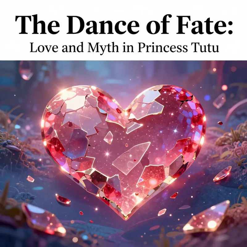 Princess Tutu and Mytho share a poignant moment, embodying their tragic love and the intertwining fates they navigate.