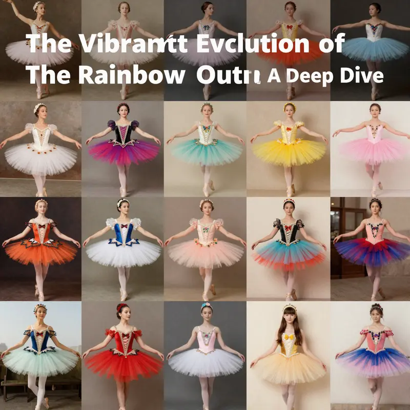 A visual timeline highlighting the evolution of the rainbow tutu from traditional ballet to contemporary styles.