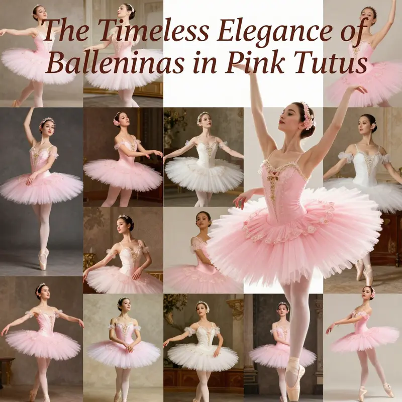 A visual representation of the evolution of the ballerina in pink tutus from classic to modern interpretations.