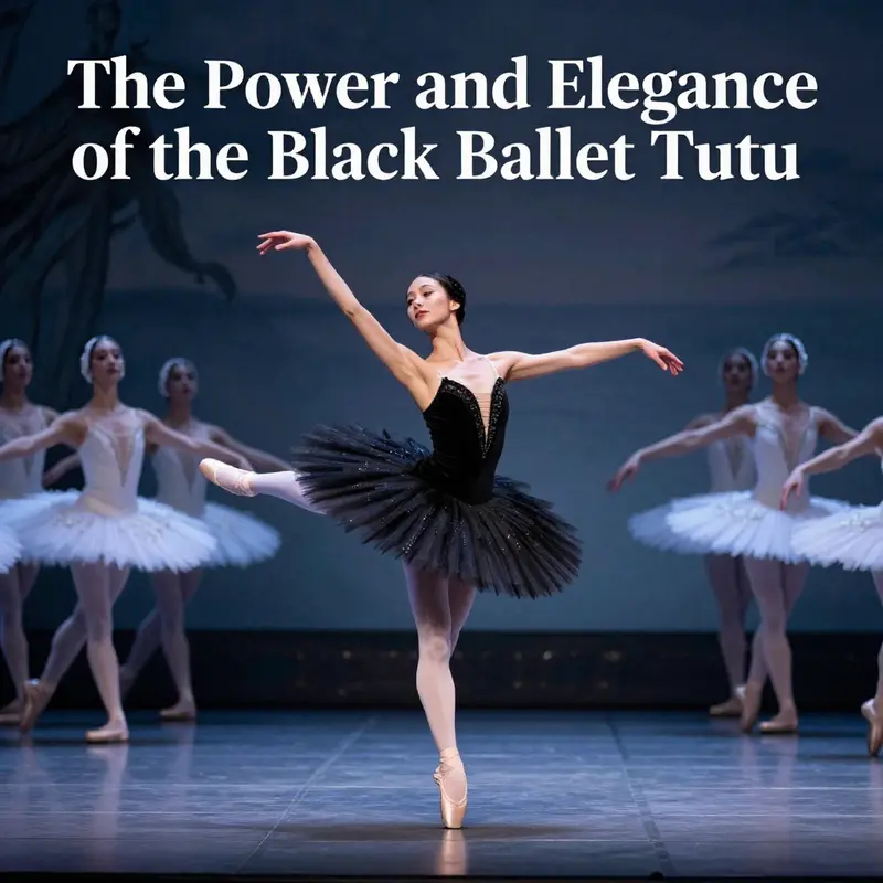The black ballet tutu embodies the dramatic elegance of the ‘Black Swan’ from Swan Lake.