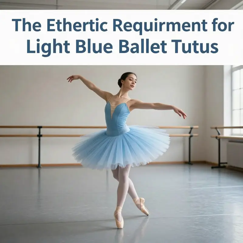 An illustration of the exquisite design elements of a light blue ballet tutu, showcasing its layers and elegance.