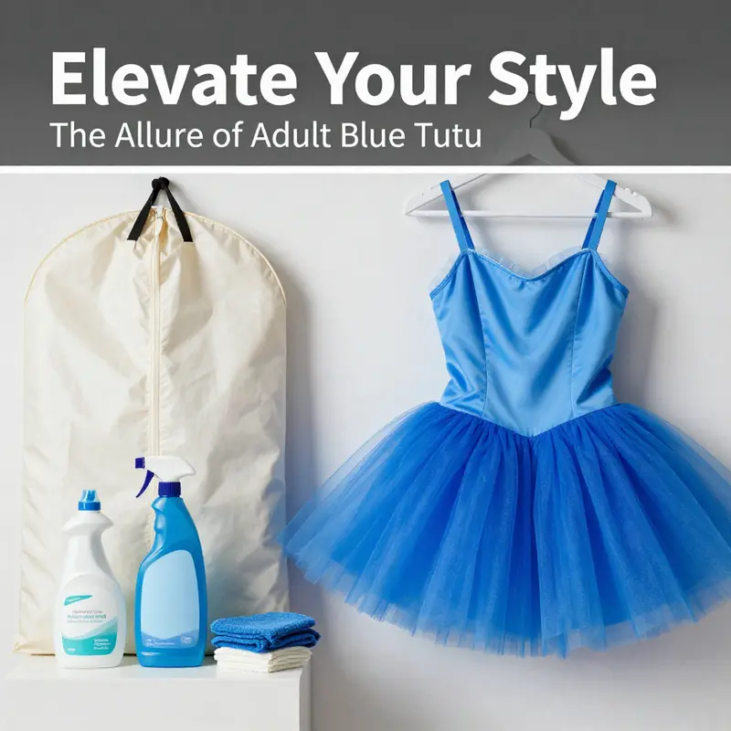 A chic adult woman modeling an elegant layered blue tutu dress, representing current fashion trends.