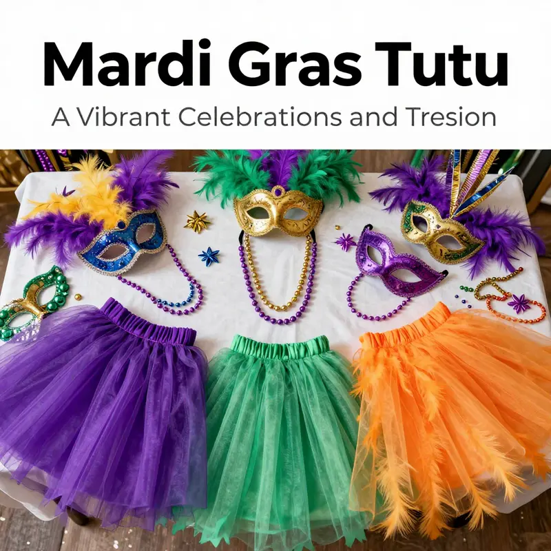 The essence of carnival fashion revealed through colorful Mardi Gras tutus worn by jubilant festival-goers.