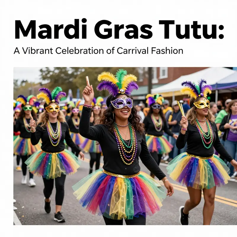 People in vibrant Mardi Gras tutus enjoying a parade, capturing the essence of festivity and celebration.