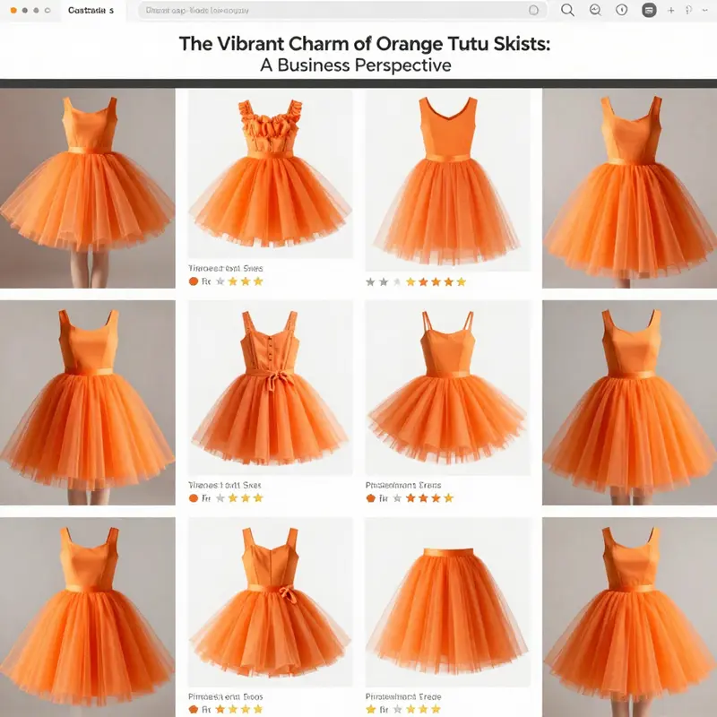The intricate design of an orange tutu skirt highlights its layers and vibrant hue.