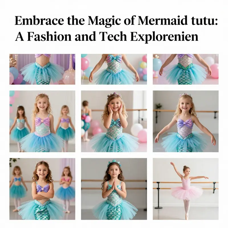 An array of fashionable mermaid tutus showcasing their vibrant colors and dreamy designs, perfect for young fashion enthusiasts.