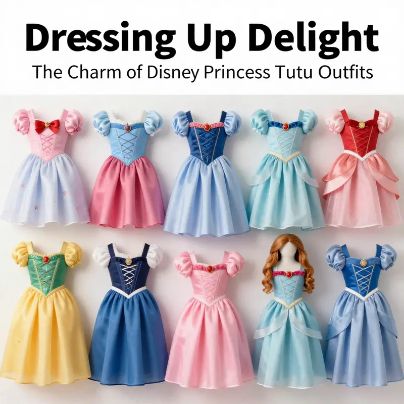 A young girl joyfully wears a Disney Princess tutu outfit, highlighting the balance of playful style and practical design.