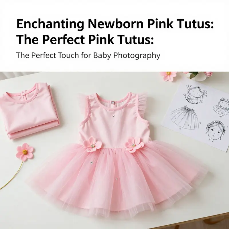 The exquisite design of a newborn pink tutu, highlighting its soft fabric and charming accessories.