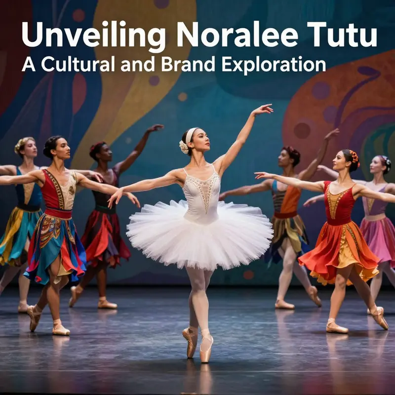 A colorful depiction of dancers and cultural symbols reflecting the essence of Noralee Tutu.