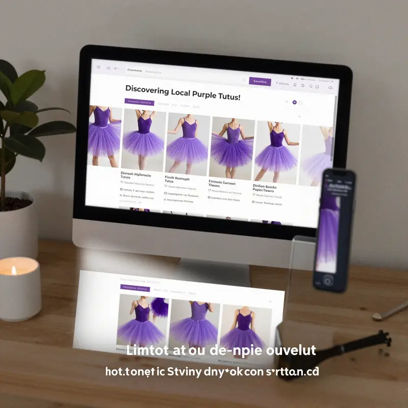 An online platform displaying various styles of purple tutus for easy comparison.