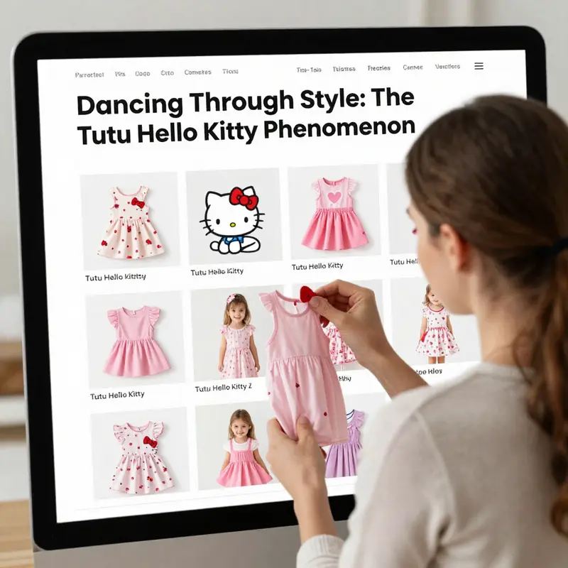 A toddler enjoying playtime in a Tutu Hello Kitty dress, showcasing its design appeal and comfort.