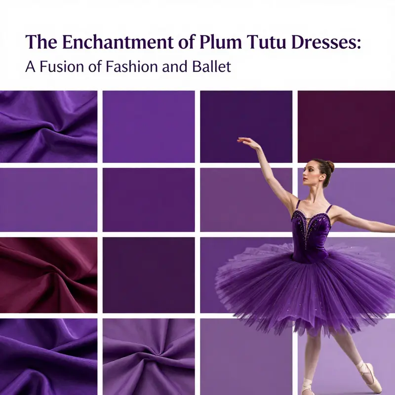 A dancer embodies the elegance of ballet in a plum tutu dress, showcasing the strong inspiration from ballet fashion.