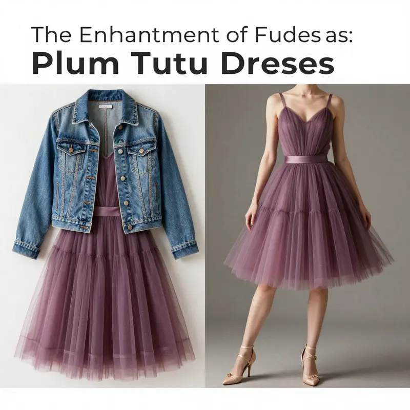 A dancer embodies the elegance of ballet in a plum tutu dress, showcasing the strong inspiration from ballet fashion.