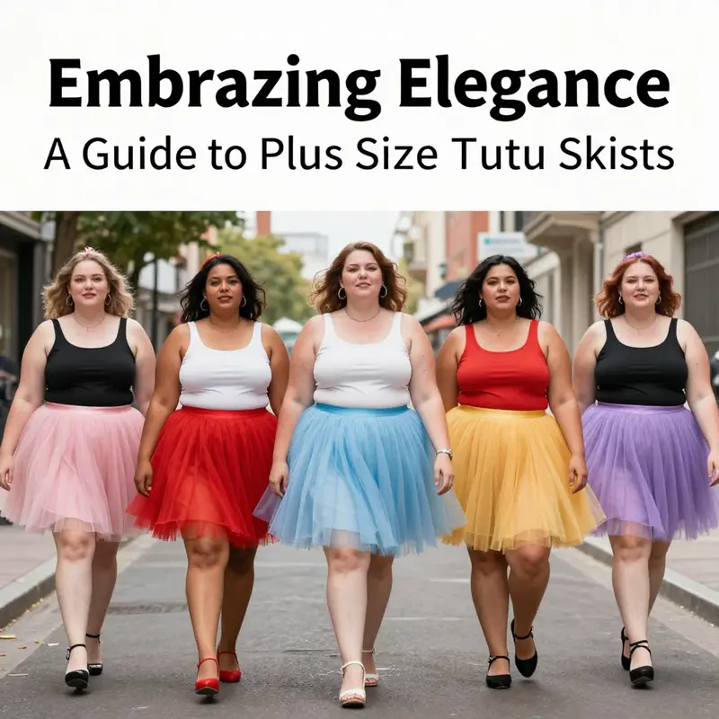 A showcase of various plus size tutu skirt styles tailored for different body shapes.